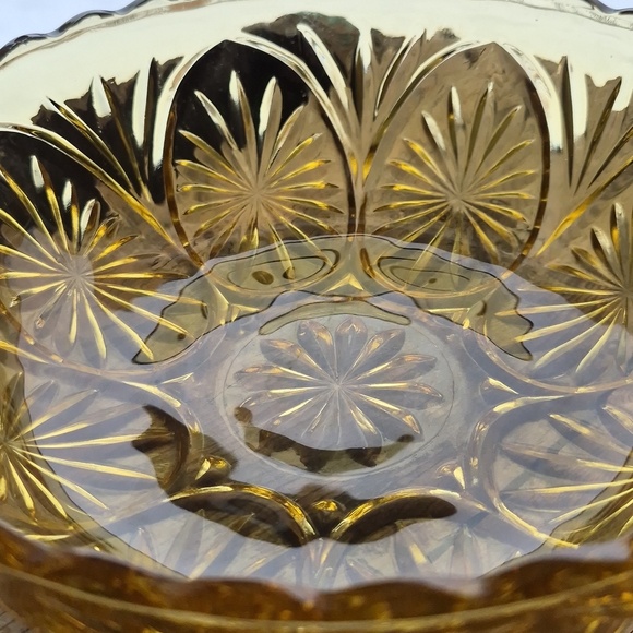 Pair of Vintage Anchor Hocking Amber Glass serving bowls - Picture 4 of 7